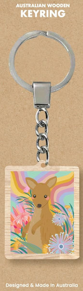 Wooden Keyring - CW - Kangaroo