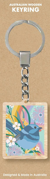 Wooden Keyring - CW - Wren