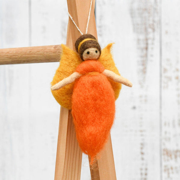 Felt Needle Felted Fairy - Orange