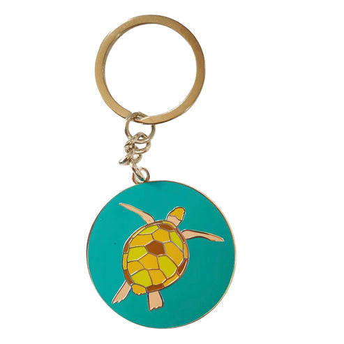 Red Parka Key Ring - Green Sea Turtle