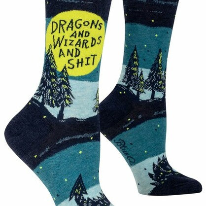 Blue Q Women's Socks - Dragons and Wizards and Shit