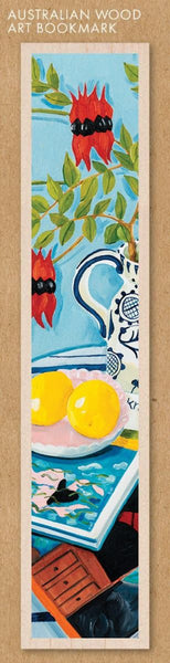 Wooden Bookmark - MV - Sturt Desert Pea & Lemons