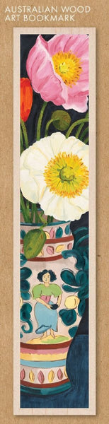Wooden Bookmark - MV - Poppies Vase