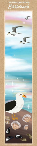 Wooden Bookmark - CW Ocean - Seagulls