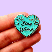 Jubly Umph Lapel Pin - Stay Weird Teal Heart