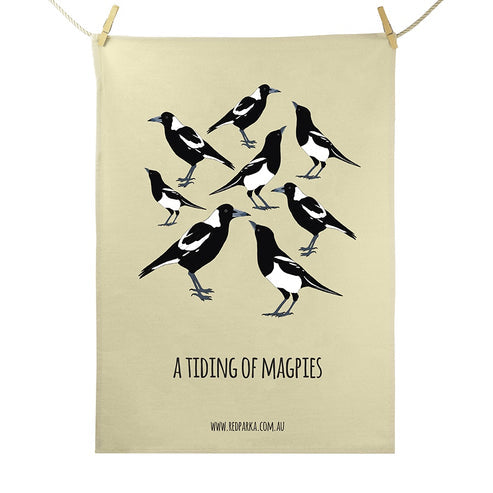 Red Parka Tea Towel - Tiding of Magpies
