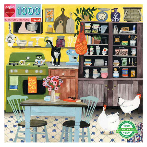 1000 Pc Puzzle - eeBoo - Kitchen Chickens