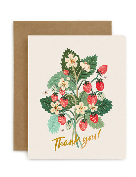 Bespoke Letterpress - Thank You - Strawberries