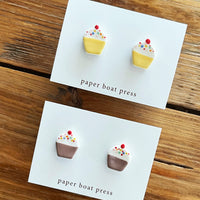 Paper Boat Press Earrings - Vanilla Cupcake