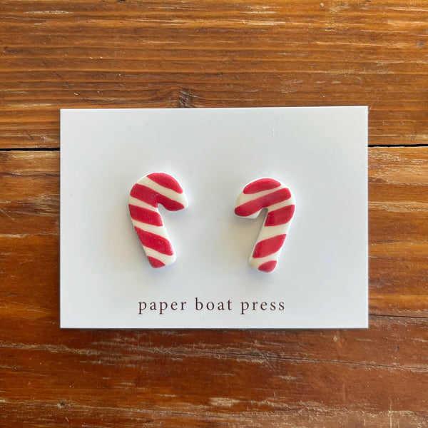 Paper Boat Press Earrings - Xmas Candy Cane