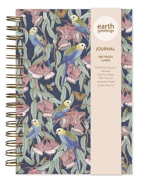 Earth Greetings Lined Journal - Rosellas Amongst the Mallee