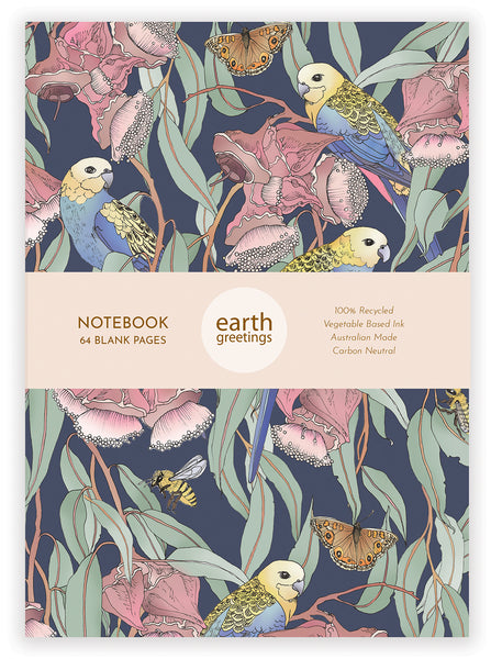 Earth Greetings Blank Notebook - Rosellas Amongst the Mallee
