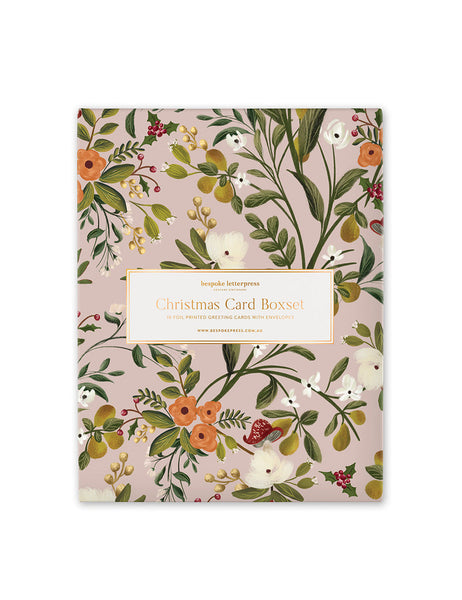 Bespoke Letterpress 10 Pack Greeting Card - Blush Christmas