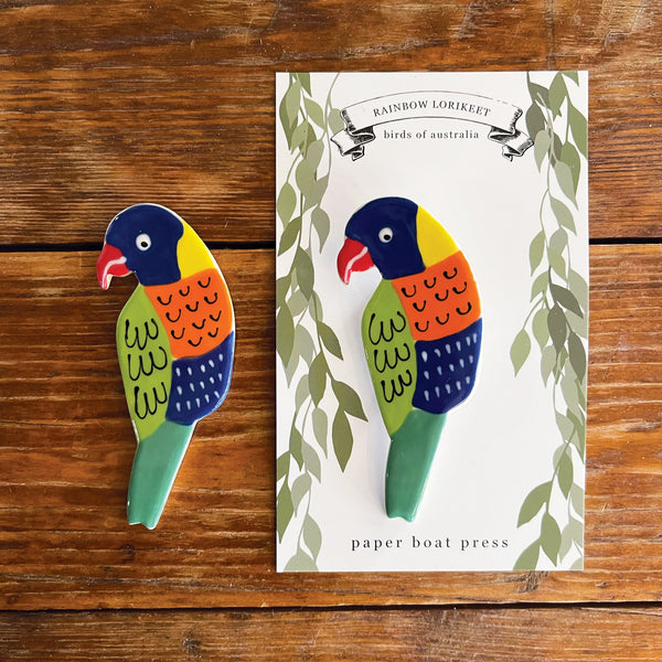 Paper Boat Press Brooch - Rainbow Lorikeet