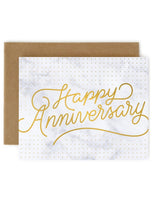 Bespoke Letterpress - Happy Anniversary White and Gold