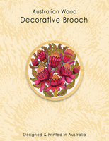 Wood Brooch - Round Waratahs