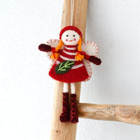 Felt Christmas Fairy Red Dress (white)