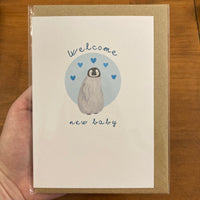 The Curious Cactus - Welcome New Baby Penguin Blue