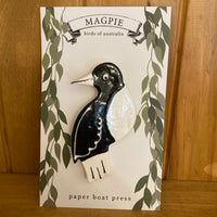 Paper Boat Press Brooch - Magpie