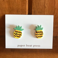 Paper Boat Press Earrings - Pineapple