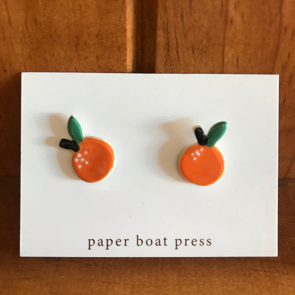 Paper Boat Press Earrings - Orange
