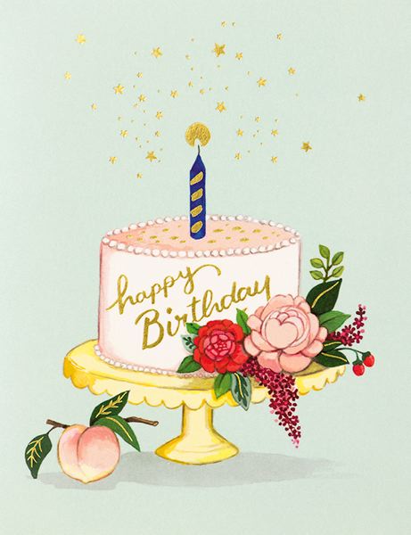 AT Foil Card - Birthday Peach Cake