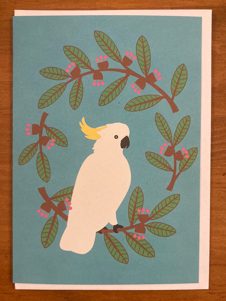 Earth Greetings Card - Cockatoo Wreath