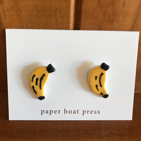 Paper Boat Press Earrings - Banana