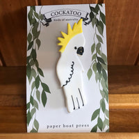 Paper Boat Press Brooch - Cockatoo