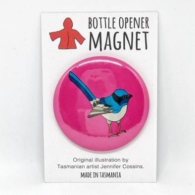 Red Parka Bottle Opener Magnet - Blue Wren