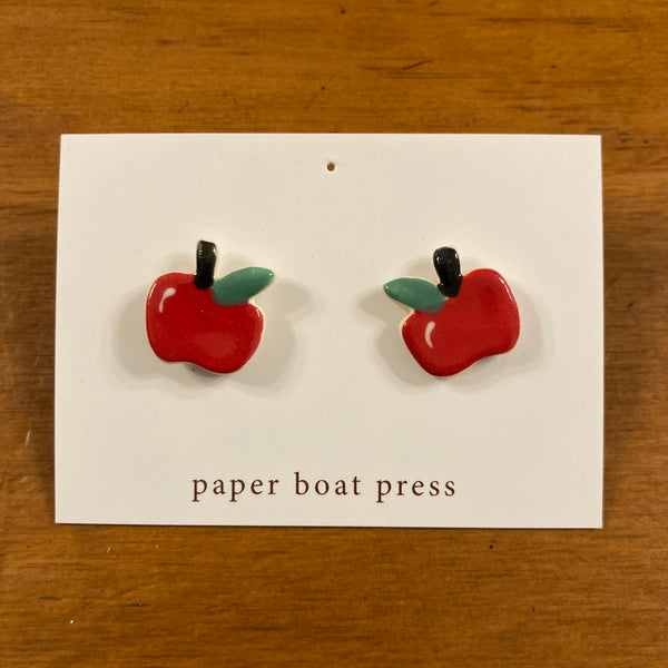 Paper Boat Press Earrings - Apple
