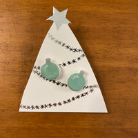 Paper Boat Press Earrings - Xmas Bauble Green