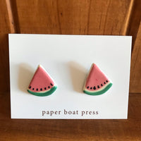 Paper Boat Press Earrings - Watermelon