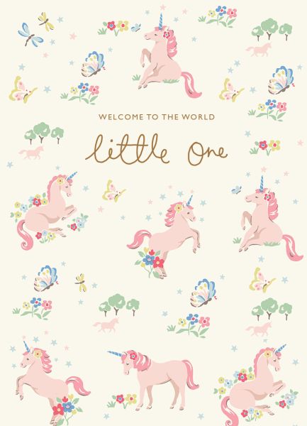 Cath Kidston Foil Card - Welcome to the World Little One Pink