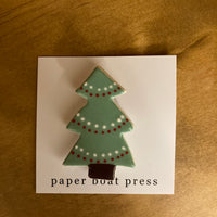 Paper Boat Press Brooch - Xmas Tree Green