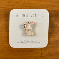 The Curious Cactus Mini Pin - Coffee