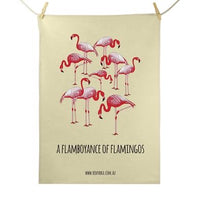 Red Parka Tea Towel - Flamboyance of Flamingos