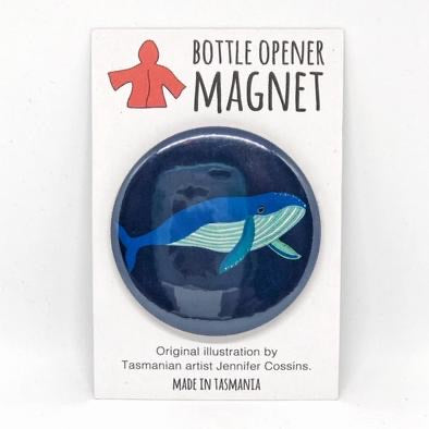 Red Parka Bottle Opener Magnet - Blue Whale