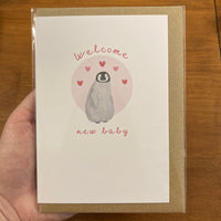 The Curious Cactus - Welcome New Baby Penguin Pink