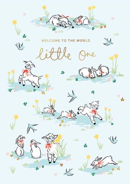 Cath Kidston Foil Card - Welcome to the World Little One Blue