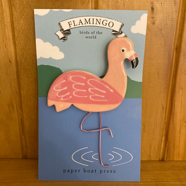 Paper Boat Press Brooch - Flamingo