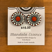 Mandala Essence Studs - Red, White, Grey