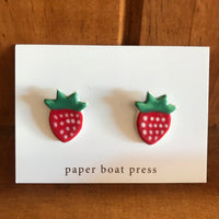 Paper Boat Press Earrings - Strawberry