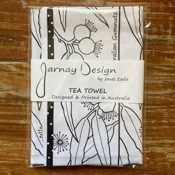 Jarnay Design Tea Towel - Black Gumnuts