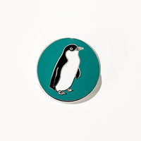 Red Parka Round Pin - Penguin