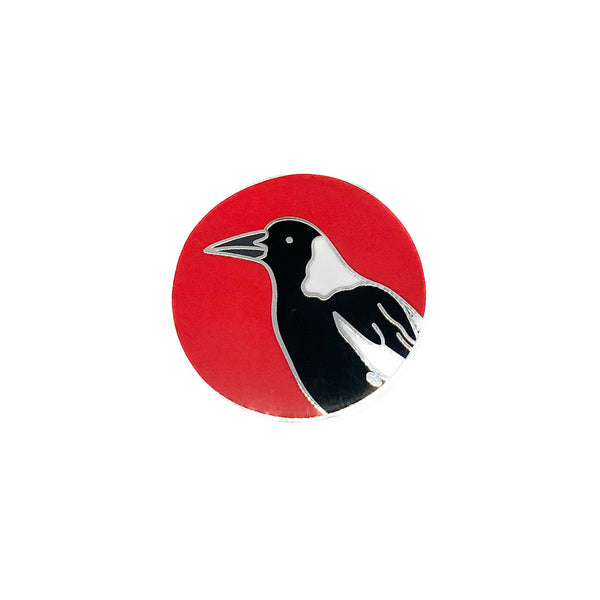 Red Parka Round Pin - Magpie