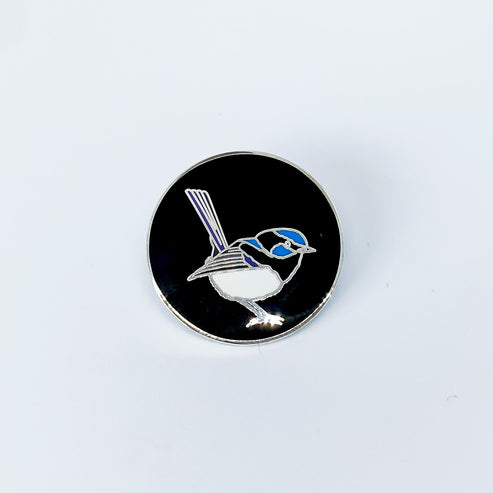 Red Parka Round Pin - Superb Fairy Wren