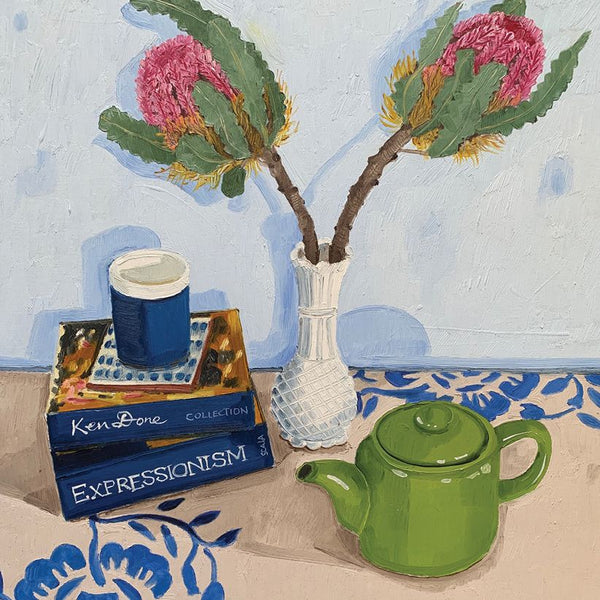 MV Greeting Card - Banksias & Ginseng Tea For One