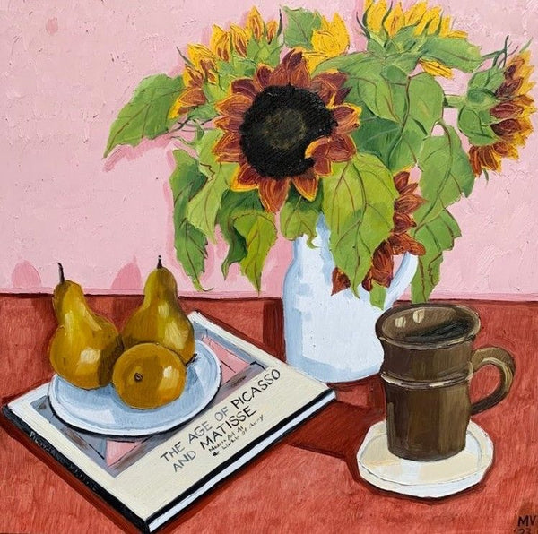 MV Greeting Card - Sunflowers & Ripe Pears