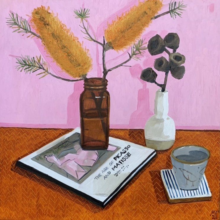 MV Greeting Card - Still Life on Flamingo Pink – Mockingbird Lounge